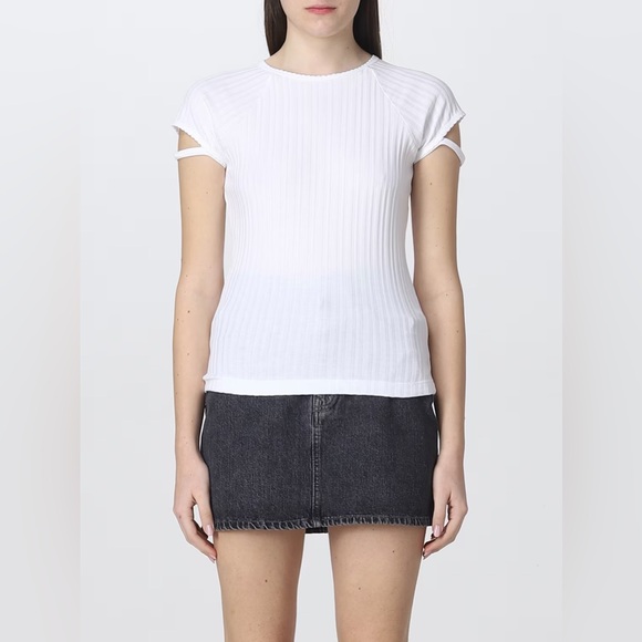 New! Helmut Lang white little ribbed core knit cotton t-shirt - Picture 2 of 10
